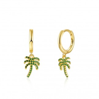 Green palm tree hoop earrings