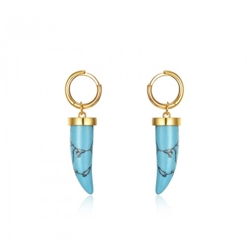 Turquoise horn hoop earrings