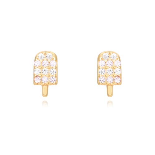 White and pink zircons Ice lolly earrings