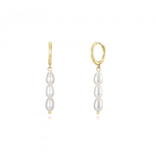 Drop pearls hoop earrings