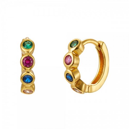 Four colored zircons hoop earrings