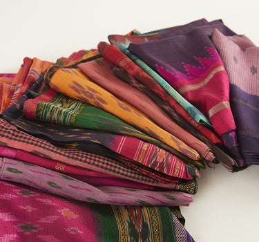 PASHMINA SEDA TONOS AZUL Y MOSTAZA