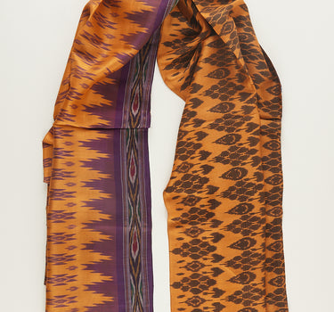 PASHMINA SEDA TONOS AZUL Y MOSTAZA